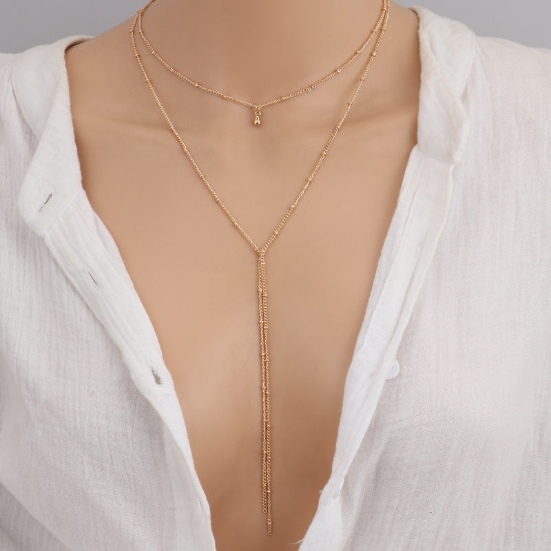 Minimalist Layered Y-Necklace – Delicate Drop Pendant Lariat Simple Necklace Retro Clavicle Necklace