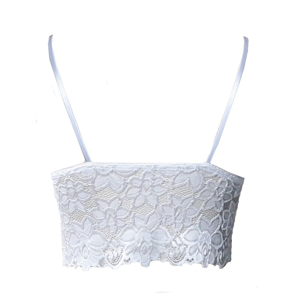 Sexy V-Neck Scalloped Lace Bralette Triangle Cup Bra with Openwork Lace