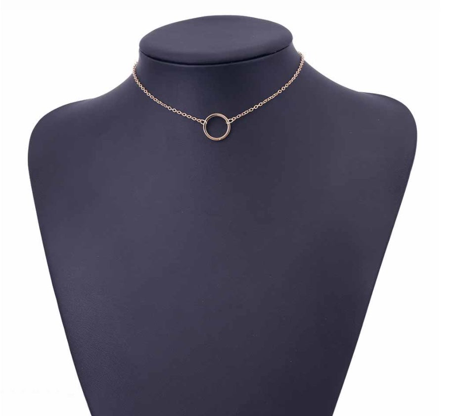 Dainty Circle Pendant Necklaces & Chokers Chain metal ring short necklace