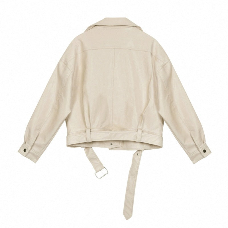 Classic Retro Locomotive Leather Coat Women