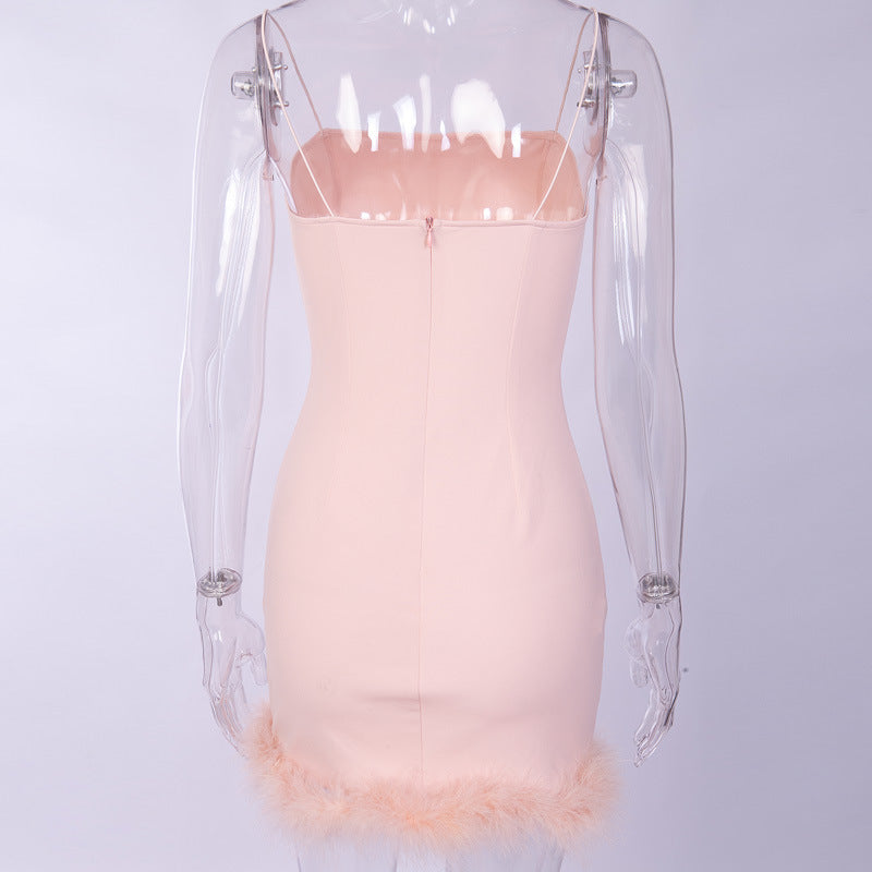 Classic Pink Slim Fit Bodycon Dress For Women's
