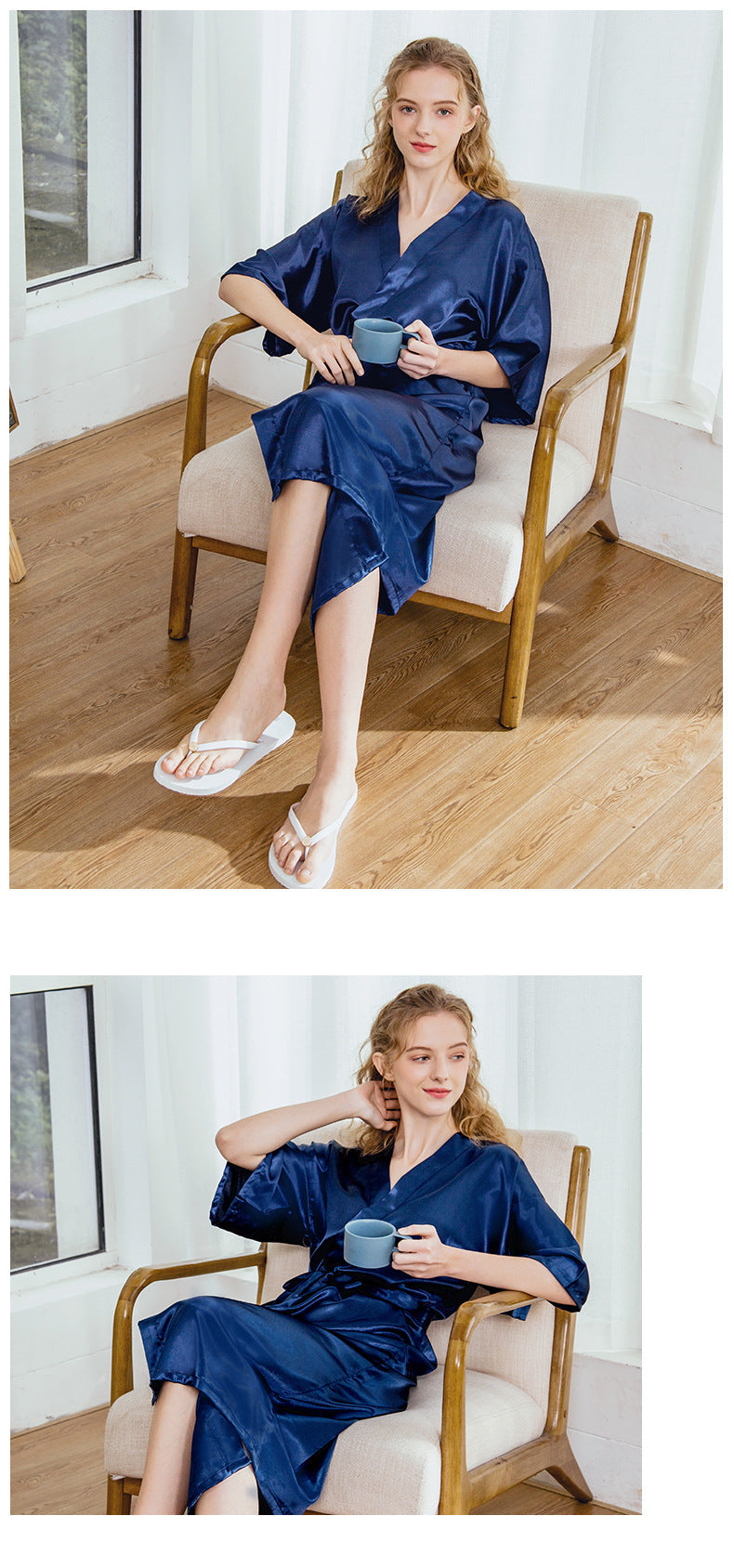 Luxurious Satin Kimono Robe - Soft Silk Feel Bathrobe for Women Pajamas Silk Wedding Pajamas Women