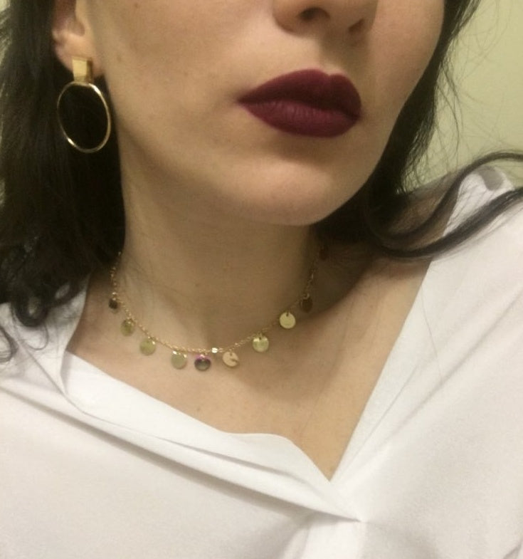 Dainty Disc Choker Necklaces Boho Coin Chain Chokers Sequined Metal Clavicle Chain