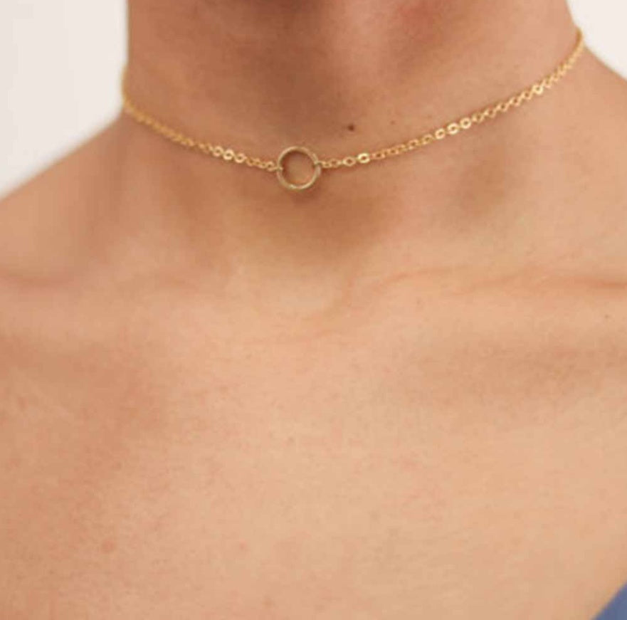 Dainty Circle Pendant Necklaces & Chokers Chain metal ring short necklace