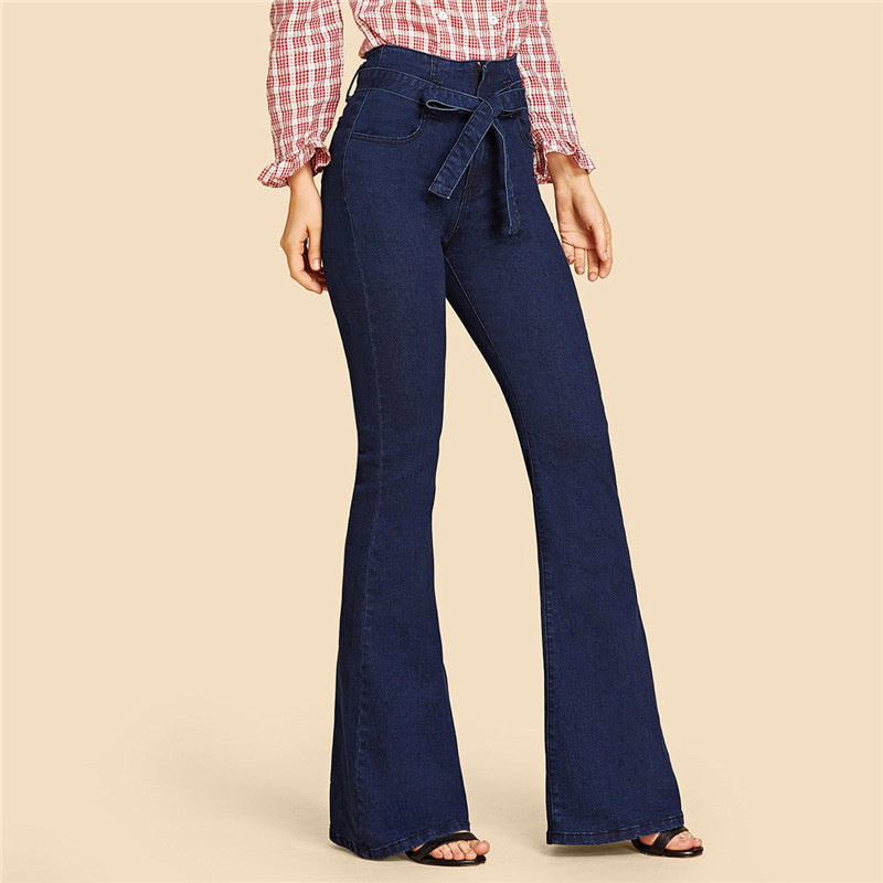 Retro Hippie Stretch Flare Slim Fit Pants Wide-Leg Flared Jeans