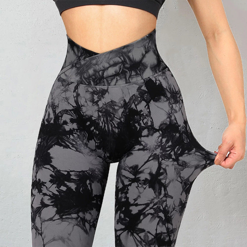 Tie-Dye Seamless Scrunch Leggings – Bold Prints, Sculpted Fit Yoga Pants Push Up Sport Fitness Running Gym Leggings
