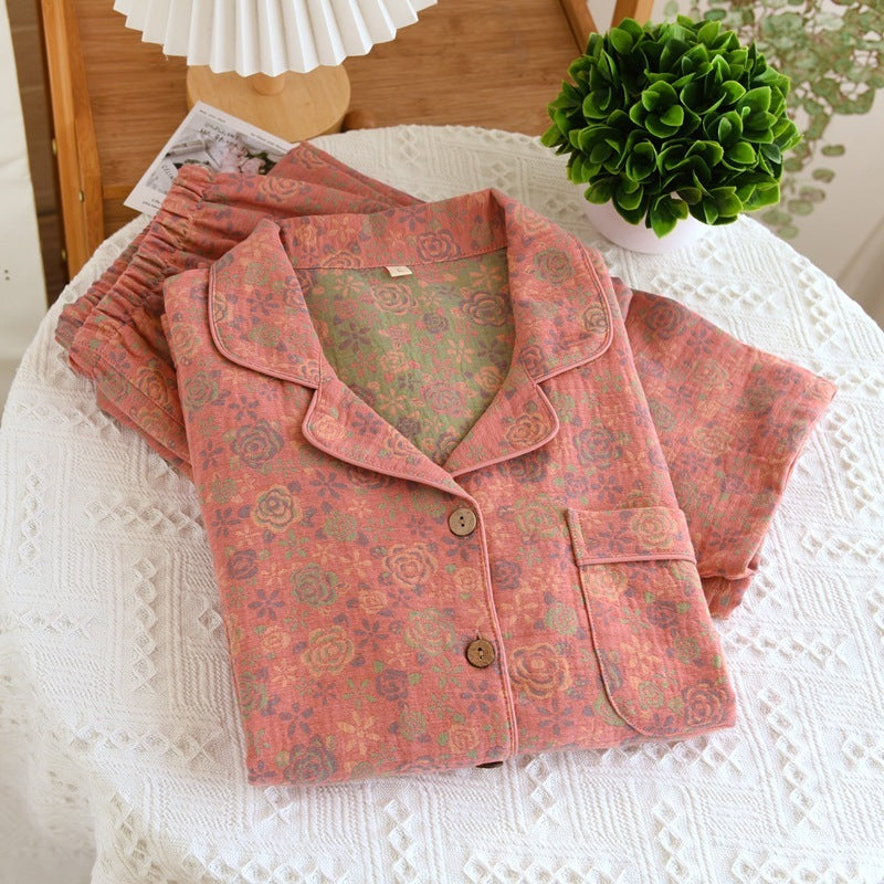 Cozy Printed Cotton Pajama Set - Long Sleeve & Pants Retro New Pure Cotton Pajamas For Women