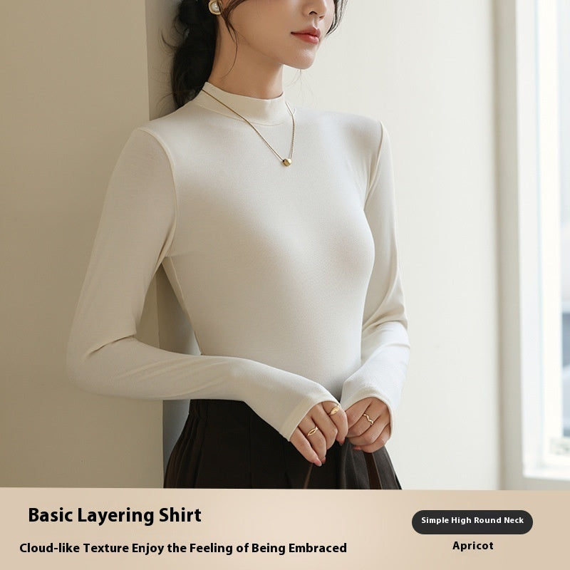 Half Turtleneck Bottoming T-Shirt Women's Autumn And Winter New Western Style