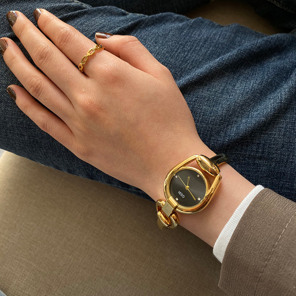 Elegant Gold Bangle Watches | Vintage-Inspired Bracelet Timepieces | Classic Women's Gold Watches | Sophisticated Ladies' Cuff Watches