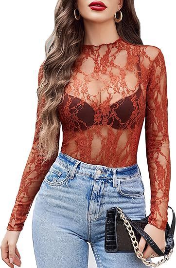 Mesh Top Long Sleeve Transparent Crop Top For Women's