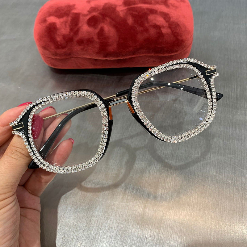 Luxury Diamond Cut Square Frame Glasses Diamond sunglasses