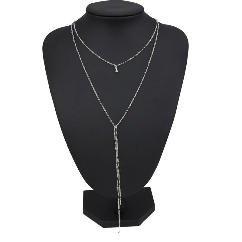 Minimalist Layered Y-Necklace – Delicate Drop Pendant Lariat Simple Necklace Retro Clavicle Necklace