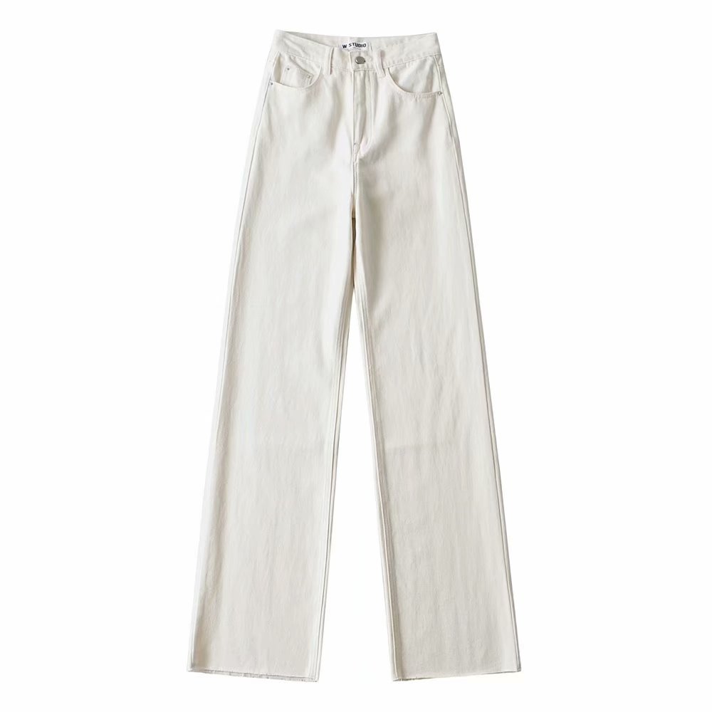 Straight-Cut Light Wash Jeans – Easy Cool Girl Fit Light color retro high waist jeans women new style