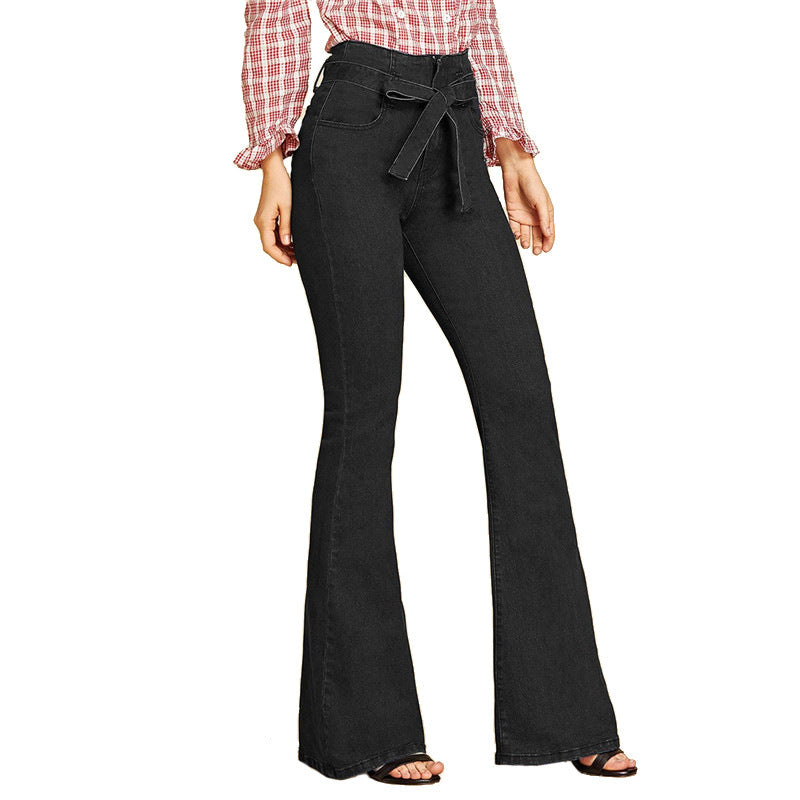 Retro Hippie Stretch Flare Slim Fit Pants Wide-Leg Flared Jeans