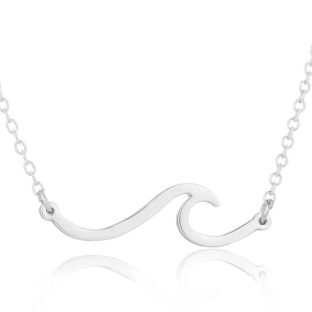 Dainty Minimalist Wave Charm Jewelry | Beach & Ocean Inspired Women's Fashion Simple Wave HAILANG Necklace Bracelet