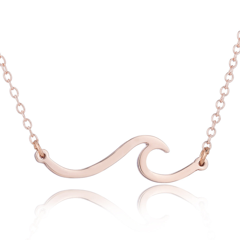 Dainty Minimalist Wave Charm Jewelry | Beach & Ocean Inspired Women's Fashion Simple Wave HAILANG Necklace Bracelet