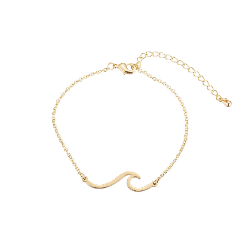 Dainty Minimalist Wave Charm Jewelry | Beach & Ocean Inspired Women's Fashion Simple Wave HAILANG Necklace Bracelet