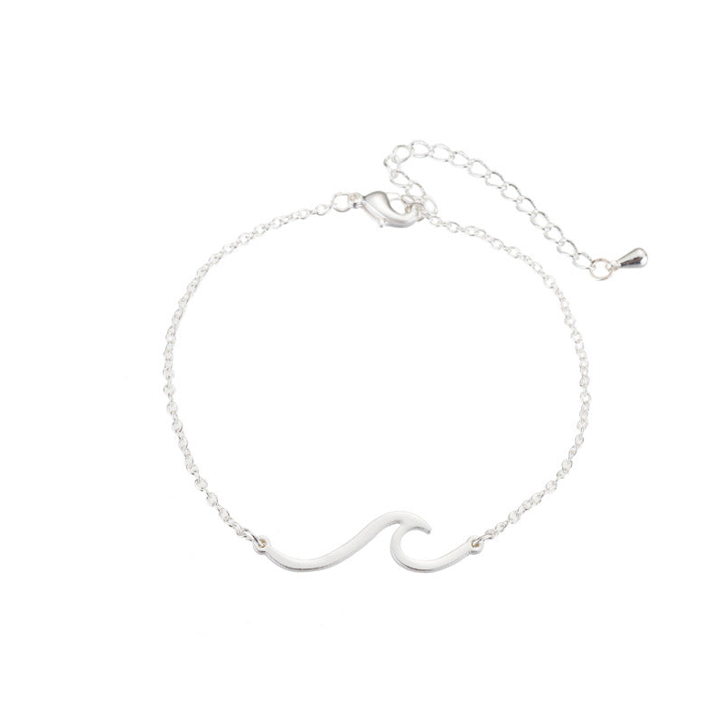 Dainty Minimalist Wave Charm Jewelry | Beach & Ocean Inspired Women's Fashion Simple Wave HAILANG Necklace Bracelet