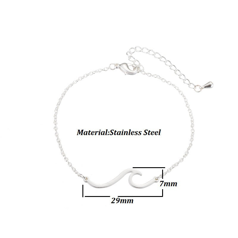 Dainty Minimalist Wave Charm Jewelry | Beach & Ocean Inspired Women's Fashion Simple Wave HAILANG Necklace Bracelet
