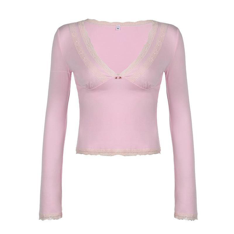 Lace Short Long Sleeve Top Women
