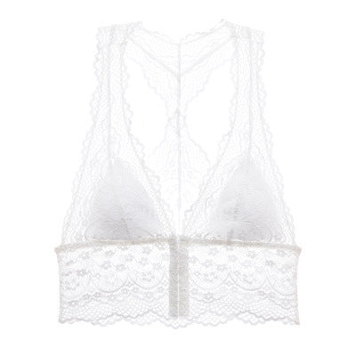Satin / Silk Look Lace Trim Camisole Top New Ultra-Thin Hollow Bra Set