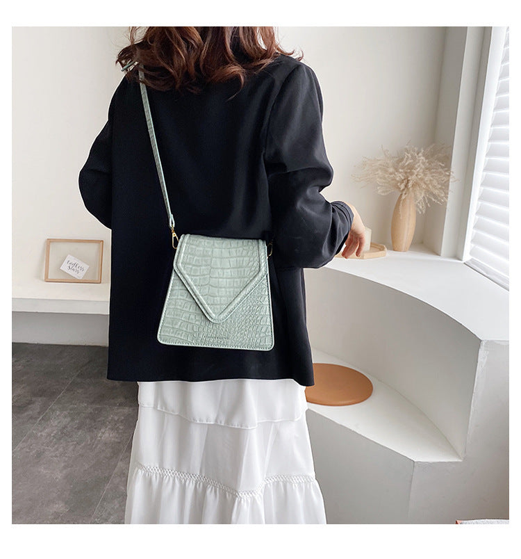 Everyday Chic Croc Effect Mini Messenger Bag Everyday Chic Croc Effect Mini Messenger Bag Shoulder Bag Black Crossbody Bag