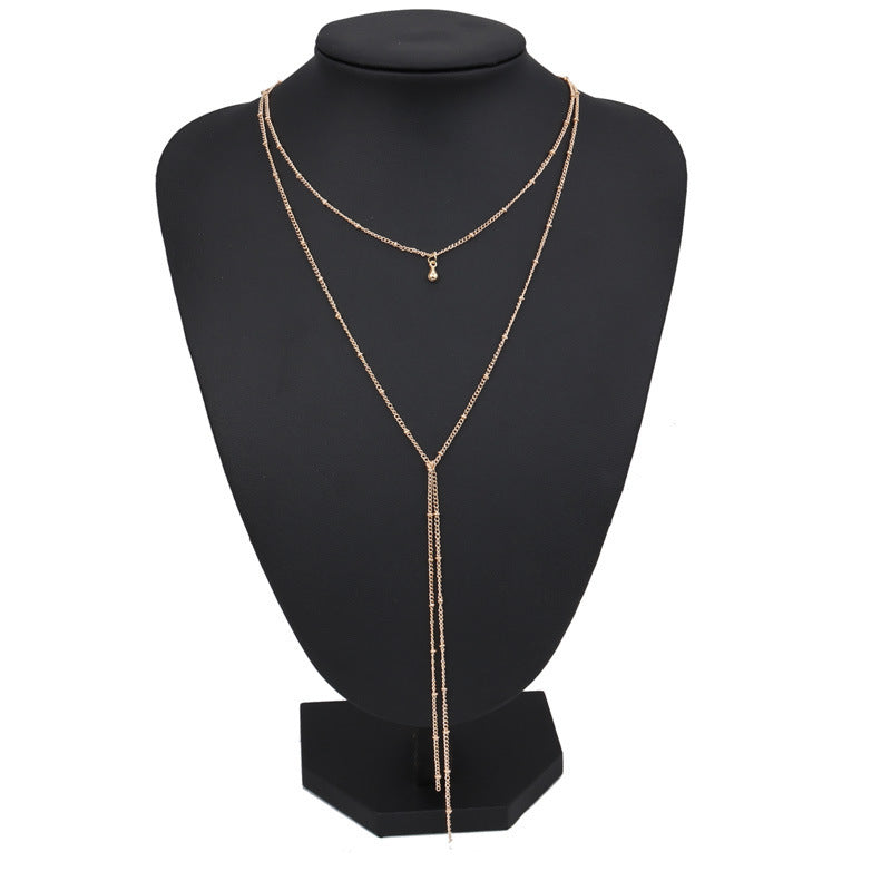 Minimalist Layered Y-Necklace – Delicate Drop Pendant Lariat Simple Necklace Retro Clavicle Necklace