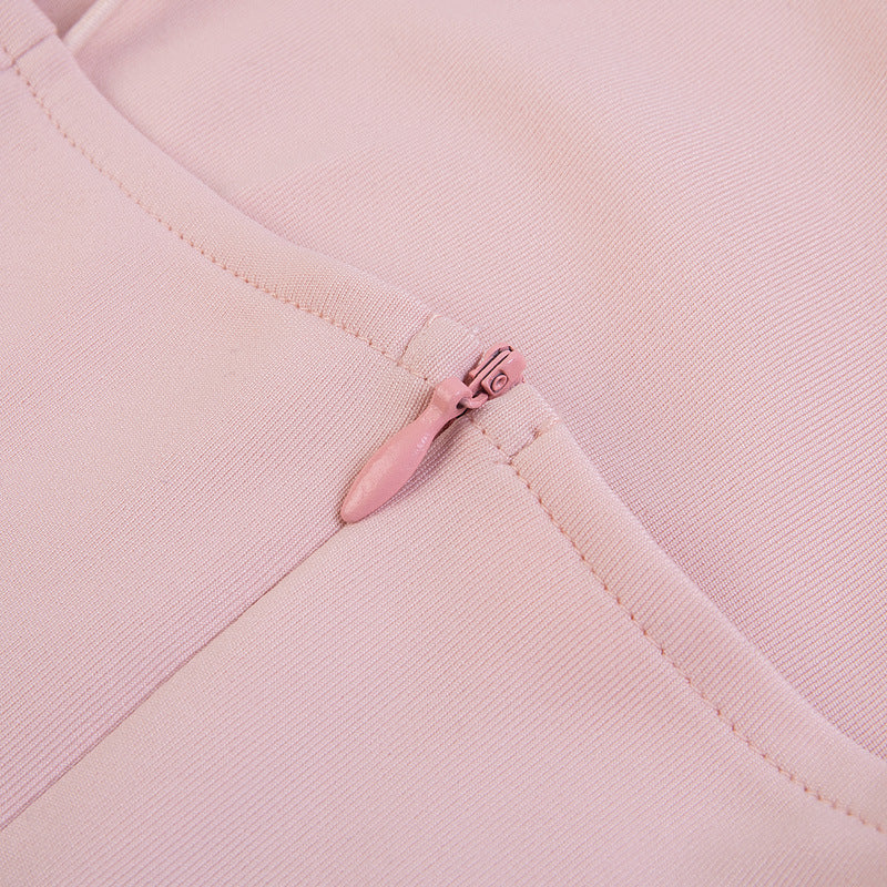 Classic Pink Slim Fit Bodycon Dress For Women's