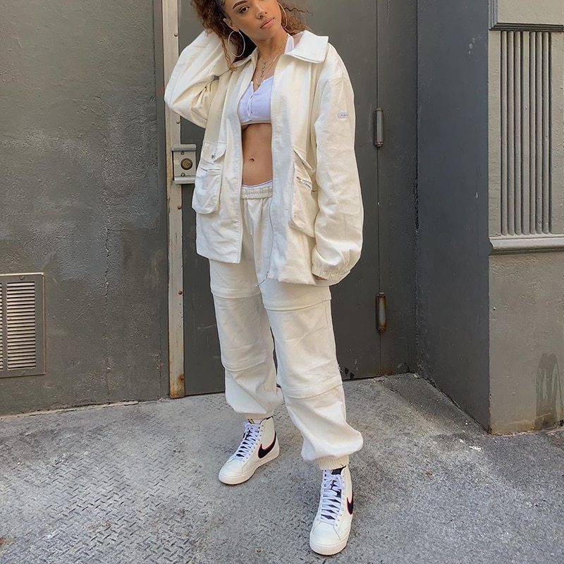 Cloud Core Joggers – Minimal White Streetwear Vibe Corduroy pants
