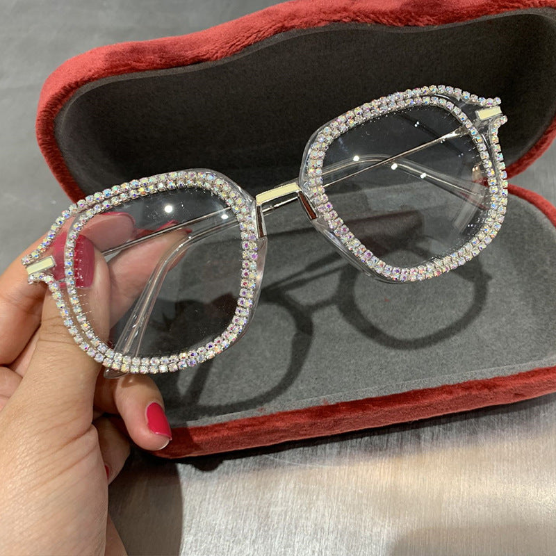 Luxury Diamond Cut Square Frame Glasses Diamond sunglasses