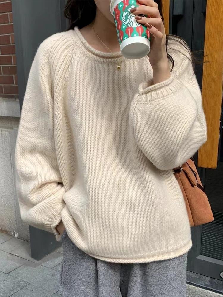 Cloud Knit™ Balloon Sleeve Pullover – Ultra Soft & Chic Comfort New Korean Style Gentle Pullover Top