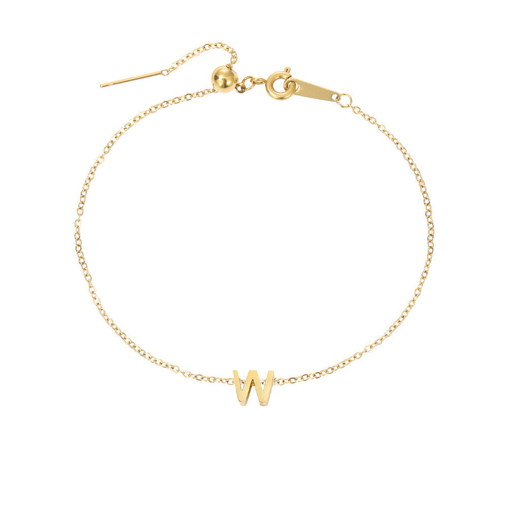 Minimalist Initial Charm Bracelet – Personalized Elegance in Gold & Silver 26 Letters Fashion Personality Stainless Steel Letter Bracelet