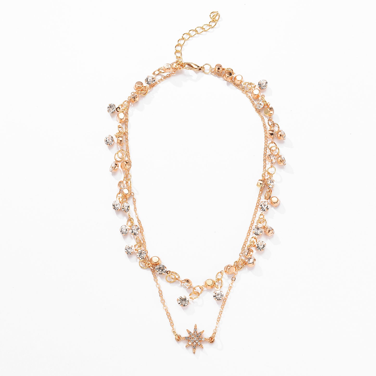 Boho Chic Multi-Layered Necklace Delicate Adjustable Collar Chain Trendy Gold Plated Star Charm Necklace