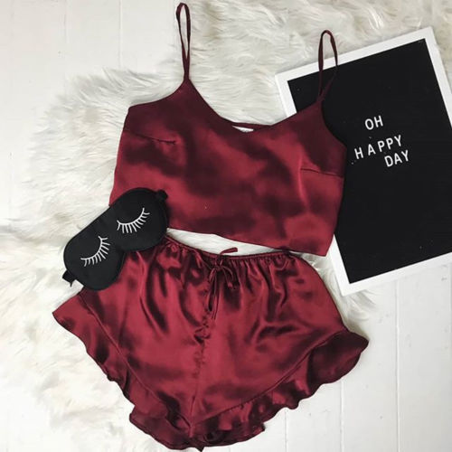 Luxury Satin Lace Sleepwear Set – Soft, Sexy & Stylish Satin underwear bra shorts set