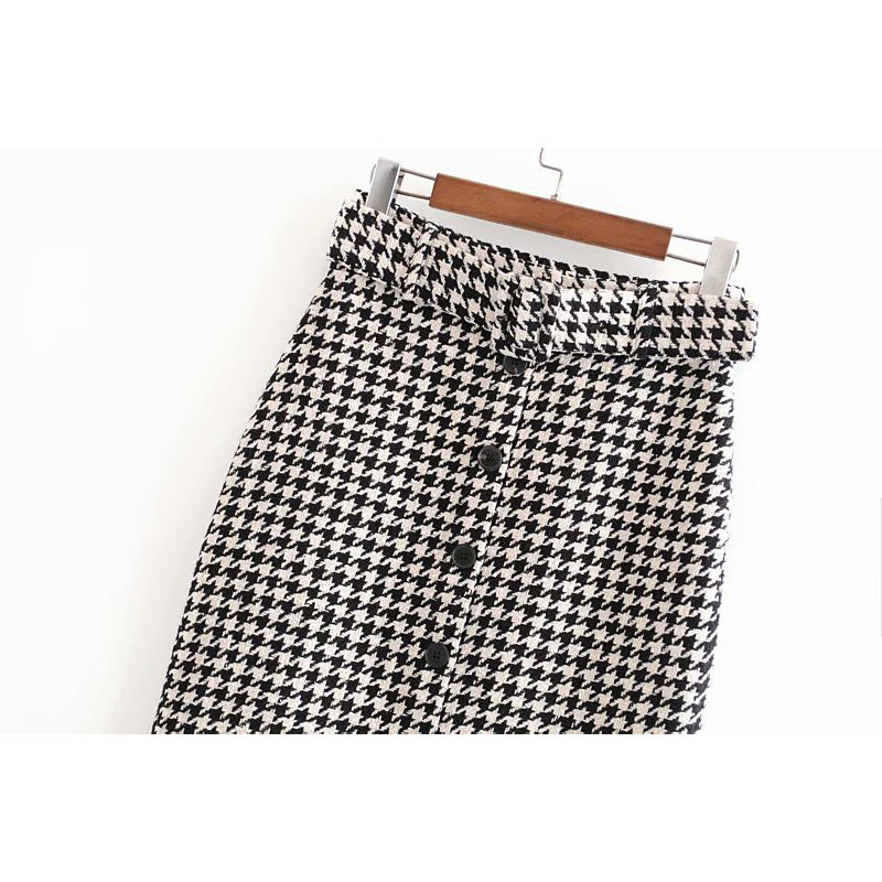 Houndstooth skirt and hip skirt