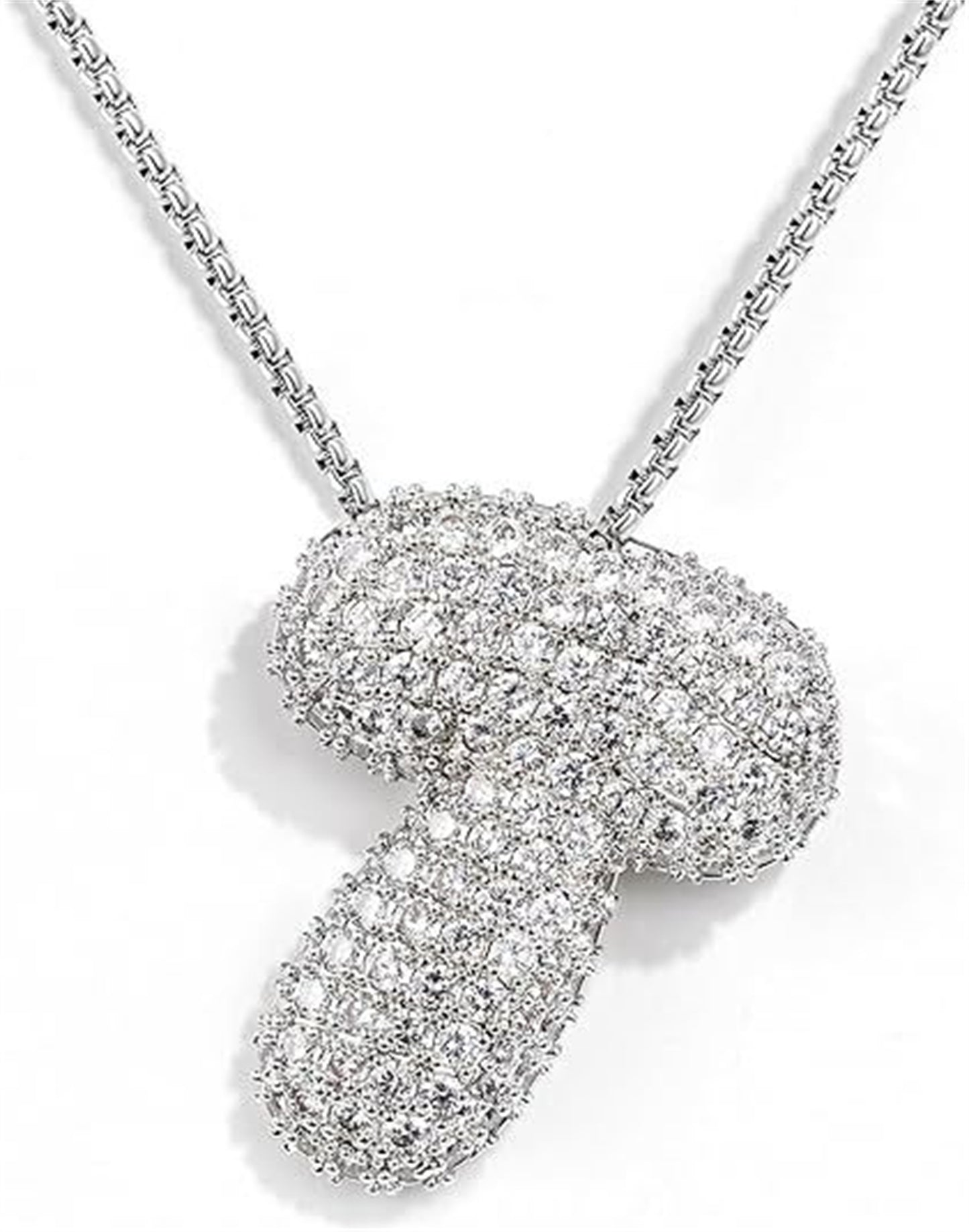 Custom Initial Necklace | Sparkle Alphabet Pendant Brass Zircon Balloon English Letter Necklace