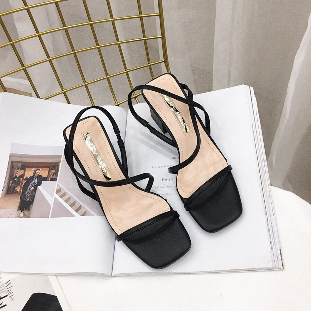 Fairy Style High Heel Roman Chic Nude & Black Open Toe Sandals