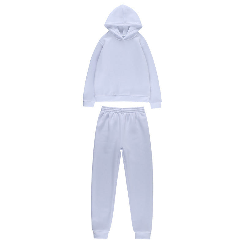 Oversized Fleece Tracksuit Set – Cozy Comfort Meets Street Style Simple Solid Color Hooded Casual Suit