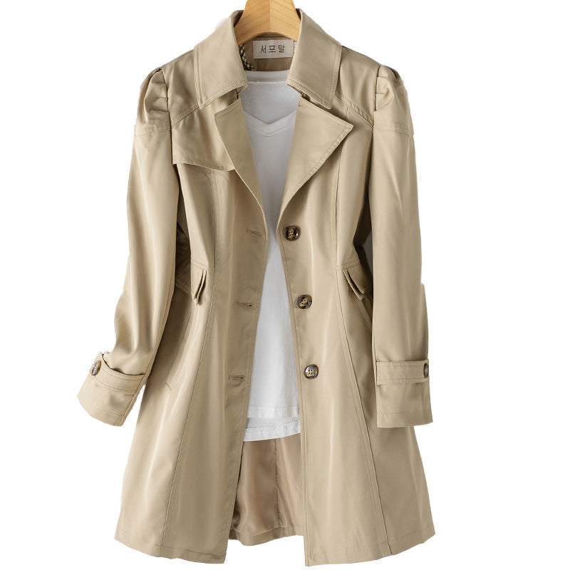 Mid-length Slim-fit Korean Jacket All-match Top For Women's