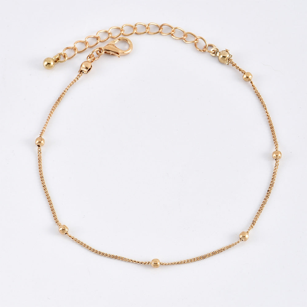 Golden Multilayer Circle Diamond Anklet For Women