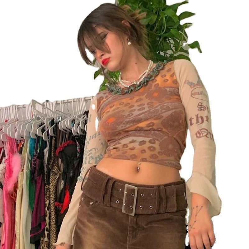 Contrasting Sexy Crop Top T-Shirt For Women's