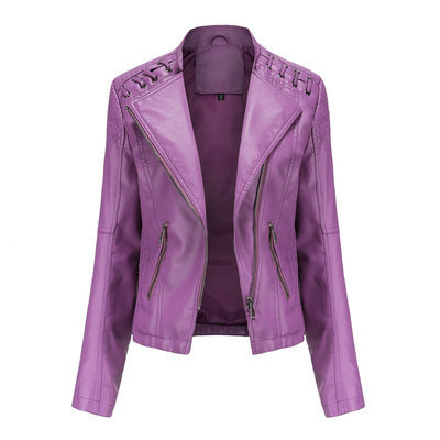 Leather Jackets Women's Short Jackets Slim Thin Leather Jackets Ladies Motorcycle Suits For Women's
