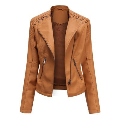 Leather Jackets Women's Short Jackets Slim Thin Leather Jackets Ladies Motorcycle Suits For Women's