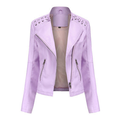Leather Jackets Women's Short Jackets Slim Thin Leather Jackets Ladies Motorcycle Suits For Women's