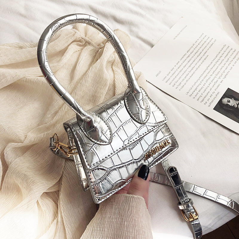 Mini Croc-Embossed Handbag – Trendy Colorful Shoulder Bag for Women Mini Bags Korean Fashion One-shoulder Portable Messenger Small Square Bag