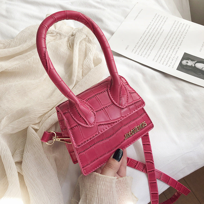 Mini Croc-Embossed Handbag – Trendy Colorful Shoulder Bag for Women Mini Bags Korean Fashion One-shoulder Portable Messenger Small Square Bag