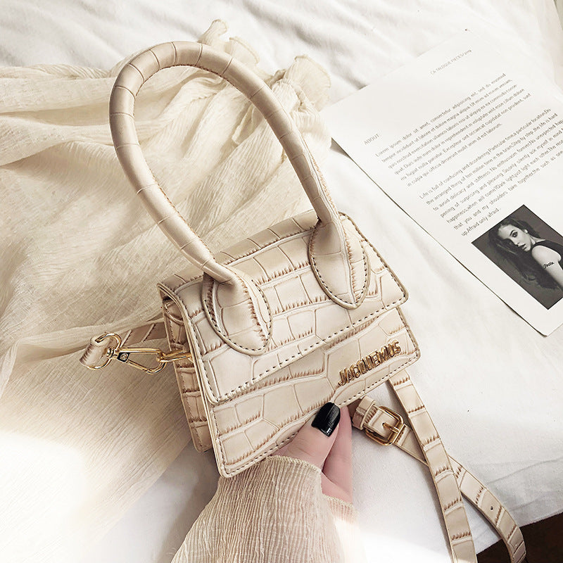 Mini Croc-Embossed Handbag – Trendy Colorful Shoulder Bag for Women Mini Bags Korean Fashion One-shoulder Portable Messenger Small Square Bag