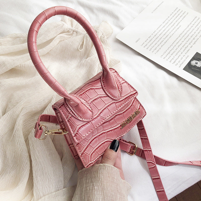 Mini Croc-Embossed Handbag – Trendy Colorful Shoulder Bag for Women Mini Bags Korean Fashion One-shoulder Portable Messenger Small Square Bag