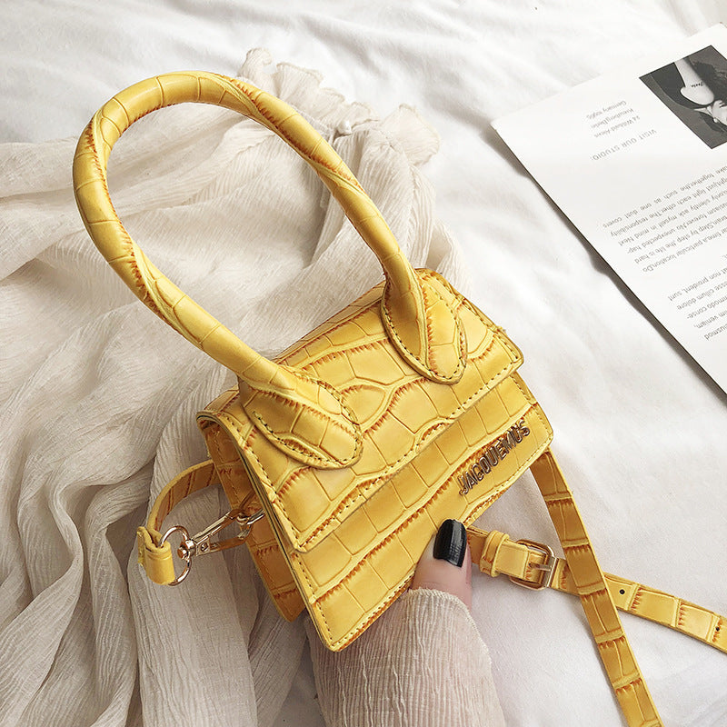 Mini Croc-Embossed Handbag – Trendy Colorful Shoulder Bag for Women Mini Bags Korean Fashion One-shoulder Portable Messenger Small Square Bag