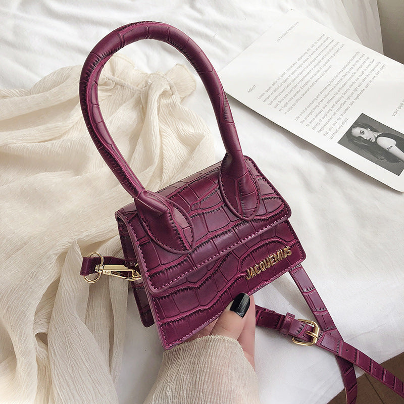 Mini Croc-Embossed Handbag – Trendy Colorful Shoulder Bag for Women Mini Bags Korean Fashion One-shoulder Portable Messenger Small Square Bag